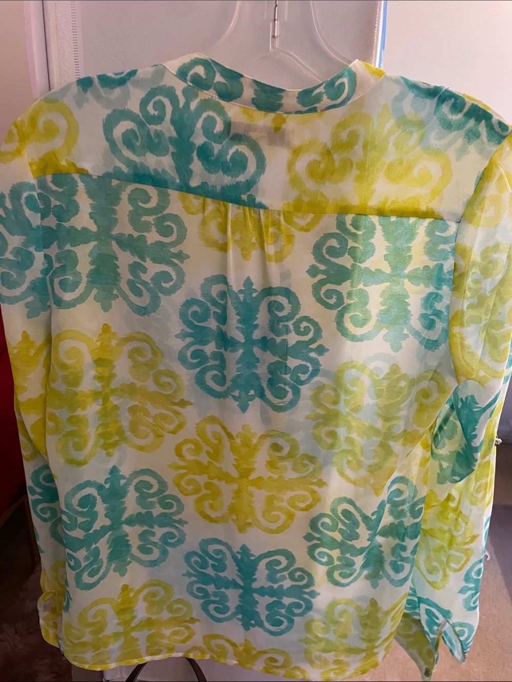 Banana Republic Yellow & Teal Printed Button-Up Tunic - Picture 4 of 4
